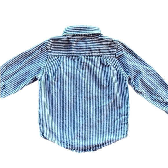 The Children’s Place Boys Grey White Striped Long Sleeve Button Down Shirt - Picture 3 of 5